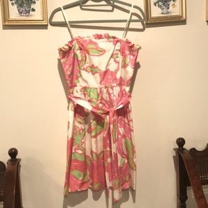 Neon floral Lily Pulitzer print strapless dress